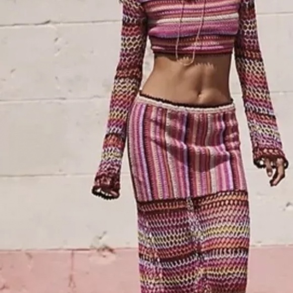 Free People Sunrise Bali Crochet Maxi Skirt Size XL - Picture 3 of 7